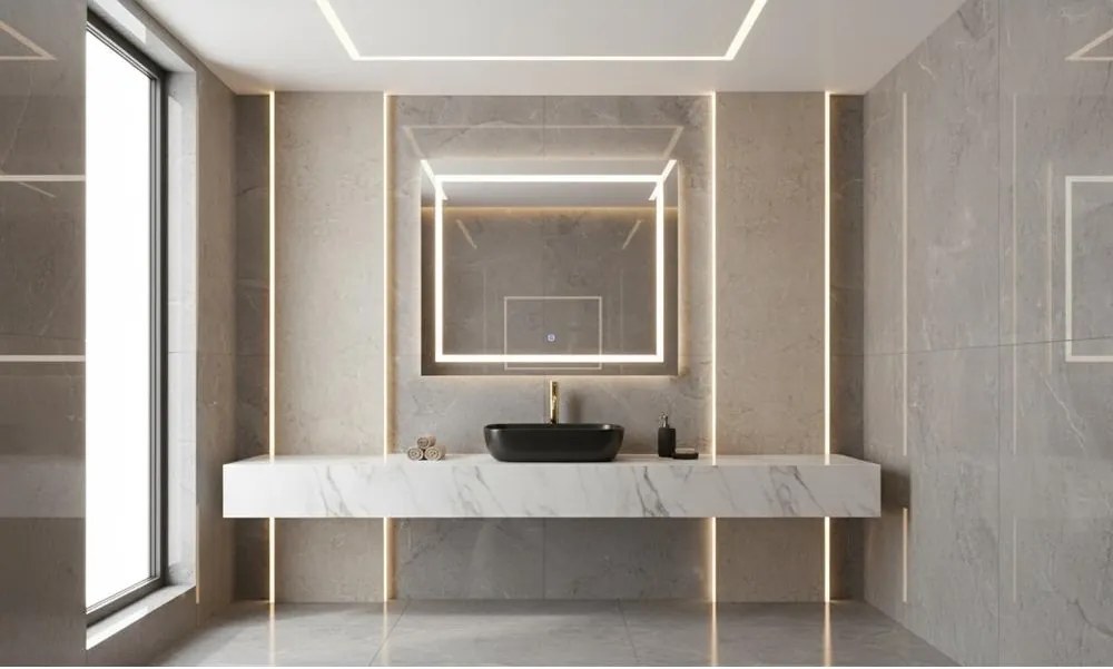 Lavoar pe blat Ceramic Basaro Hestia negru mat