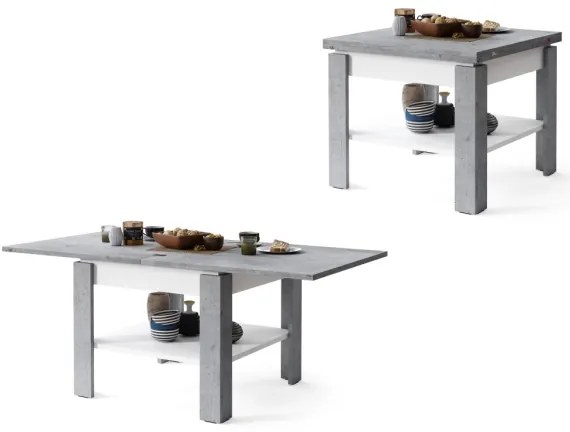 Măsuță de cafea pliabilă cu raft LIA gri/alb