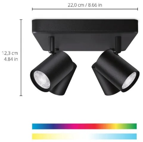 Spot LED RGBW dimabil IMAGEO 4xGU10/4,9W/230V negru Wi-Fi WiZ
