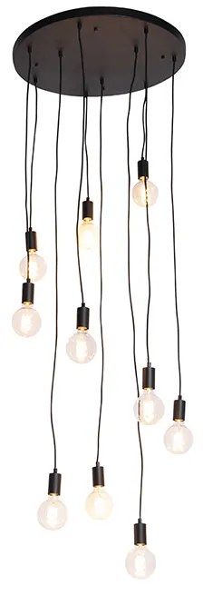 Lampă modernă cu pandantiv neagră 60 cm 10 lumini - Facil