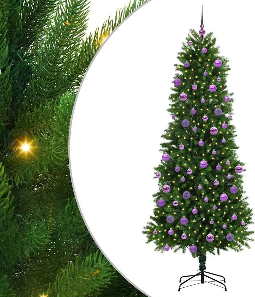 vidaXL Brad de Crăciun cu 300 LED cu suport Verde 240 cm PE