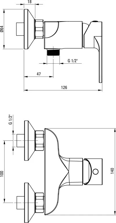 ALPINIA Baterie pentru duș, montare pe perete - montaj de 10 cm Finisaj: Crom BGA_04RM