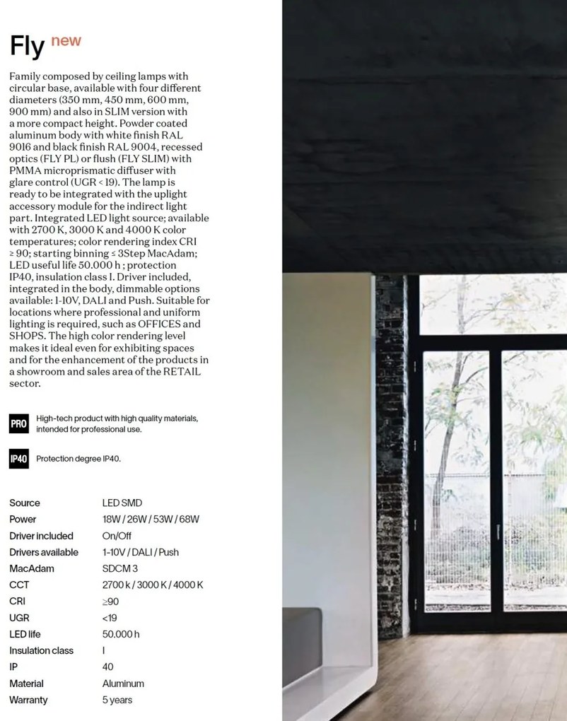 Plafoniera LED moderna Fly slim pl d35 2700k