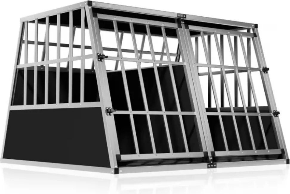 Cușcă de transport pentru câini BRUNO, 97x90x70cm, argintiu/negru Cadoca