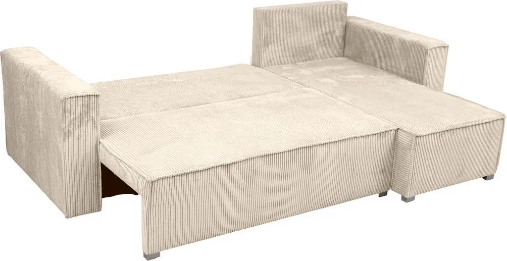 Canapea colt extensibila SMART COSARO crem, cu colt bilateral + 2 perne CADOU