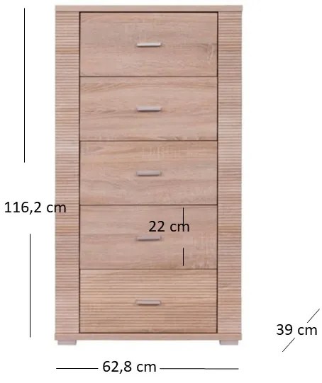 Comodă Gwenn 5S (Stejar sonoma). 1052945