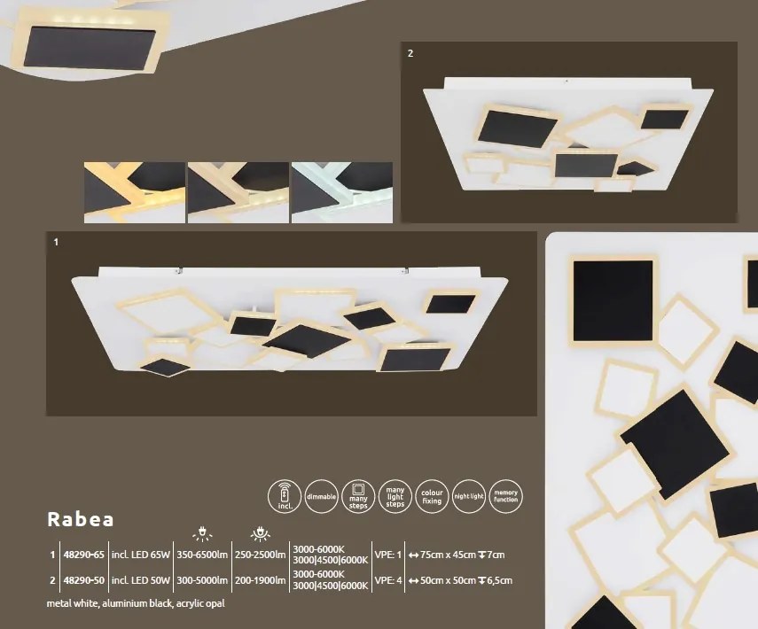 Plafoniera LED moderna cu telecomanda RABEA 50W