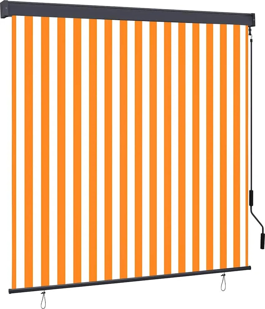 vidaXL Rulou textil cu perdele Dungi Alb și Portocaliu 180 x 250 cm