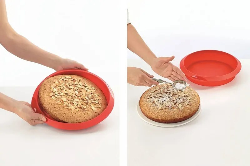 Tava de copt Lekue 1010161, Ø28 cm, -60°C/+220°C, Silicon platinat, Rosu