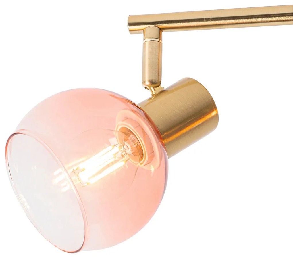 Spotlight inteligent auriu cu sticlă roz inclusiv 4 wifi P45 - Vidro