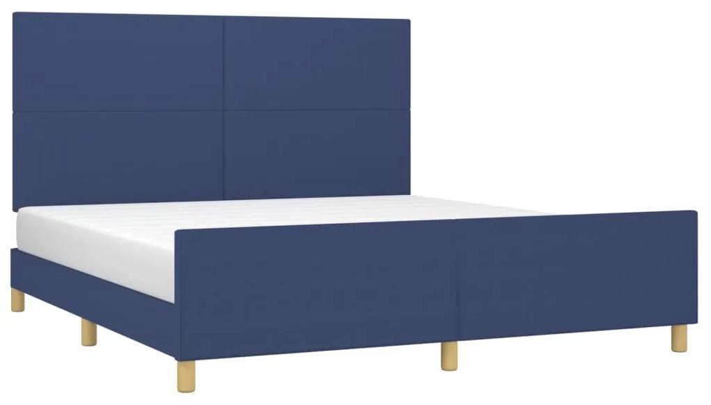 Cadru de pat cu tablie, albastru, 180x200 cm, textil Albastru, 180 x 200 cm, Design simplu