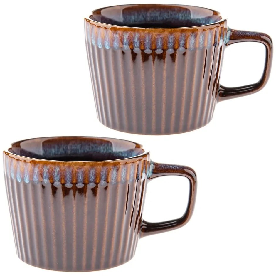 Căni albastre/maro 2 buc. pentru cappuccino din gresie 190 ml Tone – Dakls