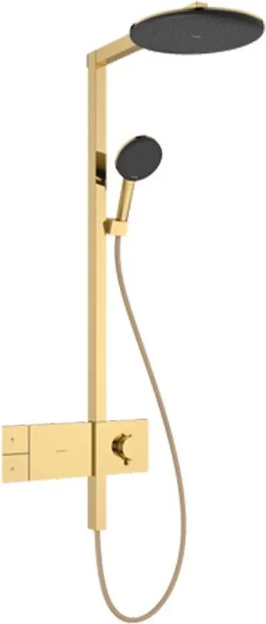 Coloana de dus cu baterie termostatata Hansgrohe Raindance Alive S para cu 3 functii auriu lucios