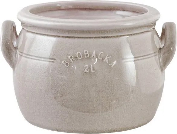 Ghiveci din ceramică glazurată manual 2L bej, „Brobacka"