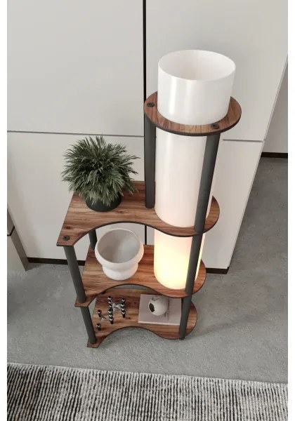 Lampă de podea cu polițe NOTO 1xE27/40W/230V maro/negru