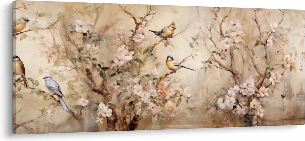 Tablou - Pictură de păsări de epocă II. (120x50 cm)