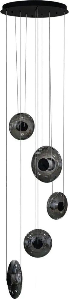 Lustra cu 5 pendule LED ANDORA 3-STEP DIMM fumuriu