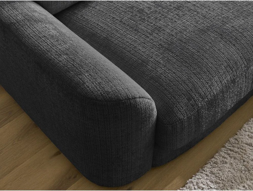 Colțar negru cu tapițerie din chenille (cu colț pe partea dreaptă/cu șezlong) Leonore – Bobochic Paris