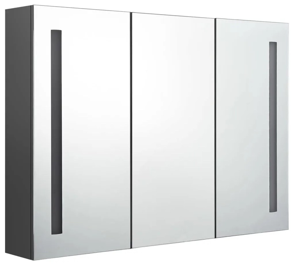 326527 vidaXL Dulap de baie cu oglindă și LED, gri, 89x14x62 cm