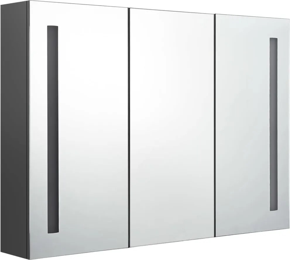 vidaXL Dulap de baie cu oglindă și LED, gri, 89x14x62 cm