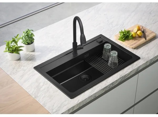 Chiuvetă de bucătărie ALVEUS 1148163 ATROX 79x50 cm negru