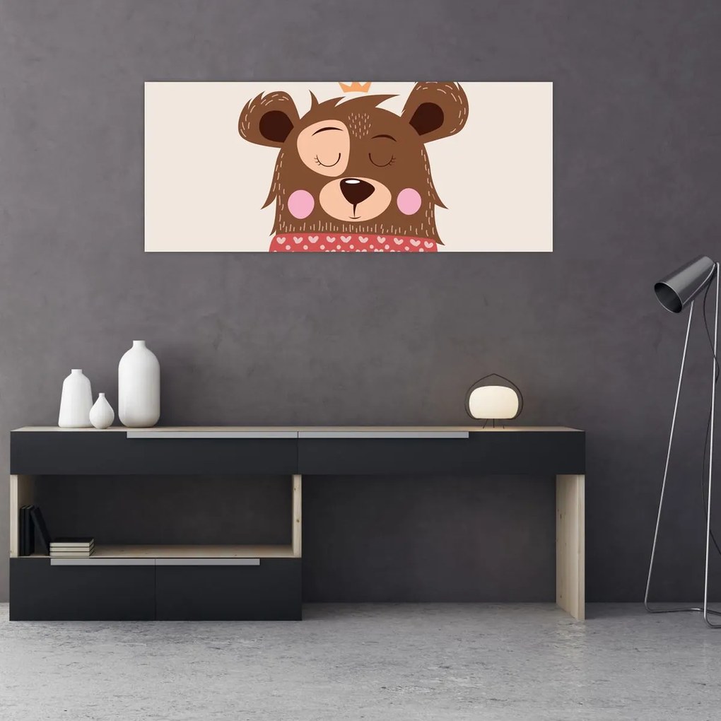 Tablou - Teddy ursuleț cu eșarfă roșie (120x50 cm)