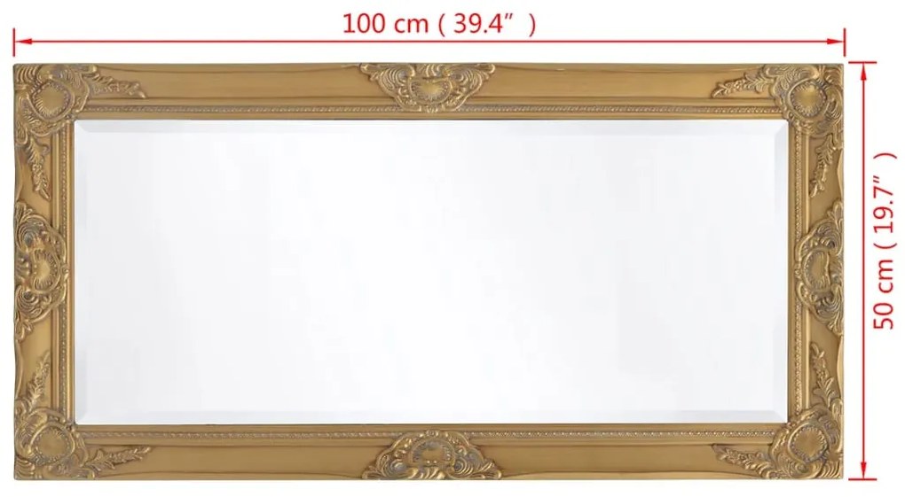 Oglinda de perete in stil baroc, 100 x 50 cm, auriu 1, Auriu, 100 x 50 cm