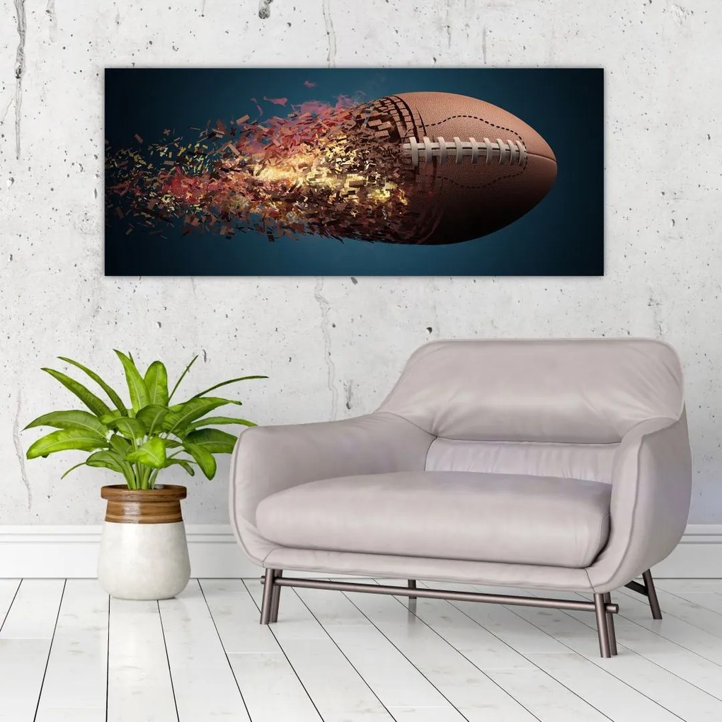 Tablou - Minge de ruggby în acțiune (120x50 cm)