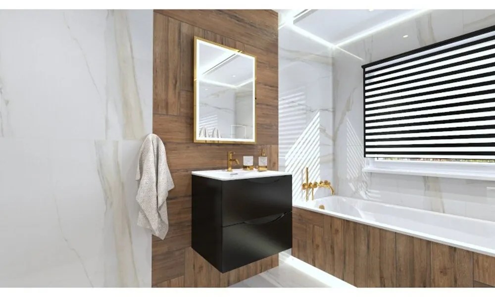 Dulap baza suspendat Rune Asger 2 sertare 60 cm negru mat