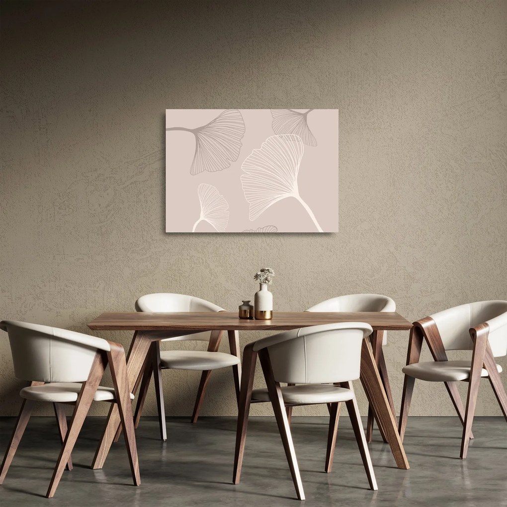 Tablou pe sticlă - Frunze bej N⁰6 (70x50 cm)