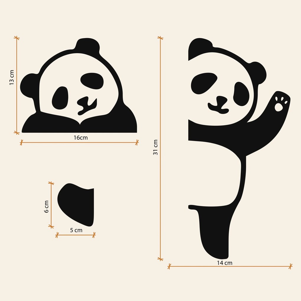 DUBLEZ | Autocolant din lemn în jurul ușii - Panda