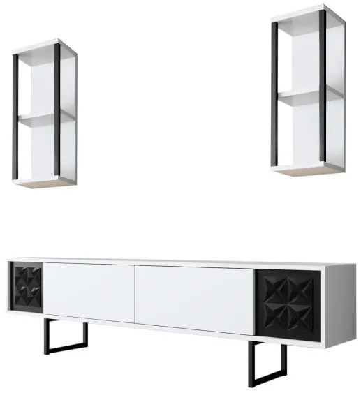 Set de mobilier pentru living Black, Alb- Negru