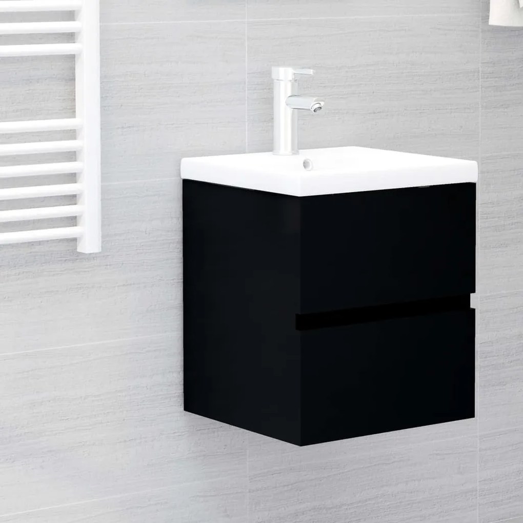 804729 vidaXL Dulap de chiuvetă, negru, 41x38,5x45 cm, PAL