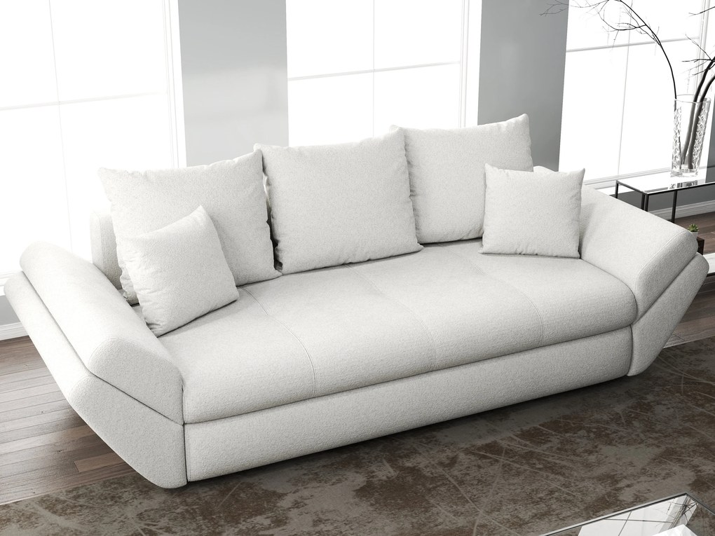 Canapea extensibilă dumonde cu ladă de depozitare si sezut confortabil din spuma high-density, Loana Euphoria Ivory 250x100 cm
