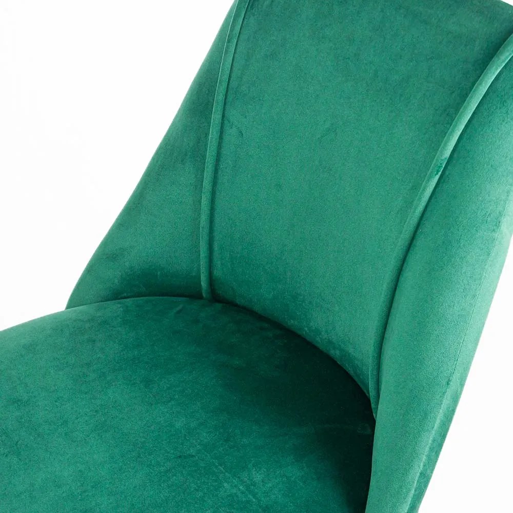 Scaun de birou elegant verde cu baza aurie si catifea OFF 642