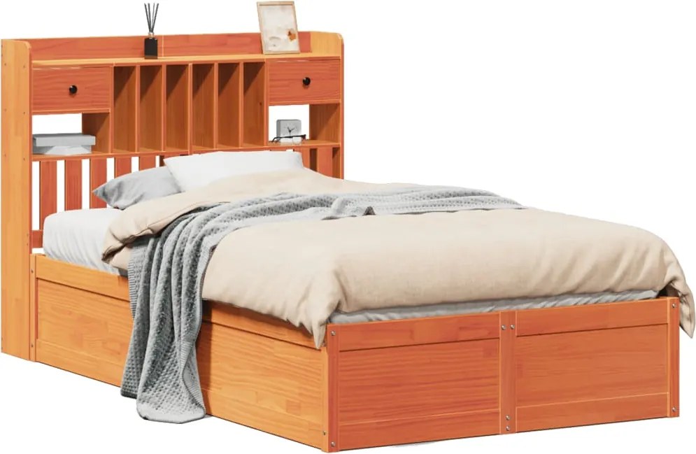 vidaXL Cadru pat fără saltea, maro ceruit, 120x200 cm, lemn masiv pin