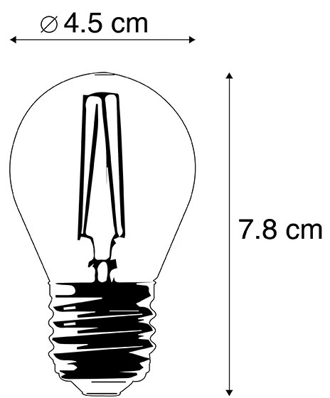 Set de 5 becuri LED E27 P45 transparente 2W 200lm 2700K