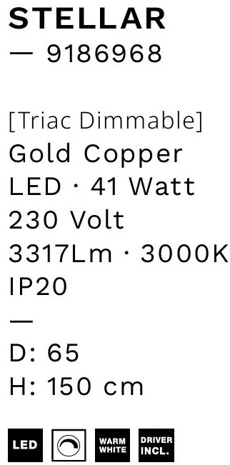 Lustra LED design ambiental deosebit cu 2 inele Stellar 60cm