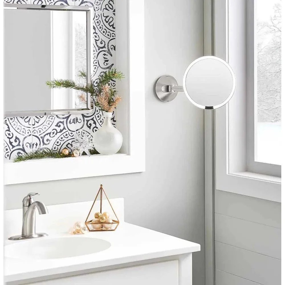 Oglindă de perete/cosmetică (5x) cu led/de mărire ø 20 cm Sensor – simplehuman