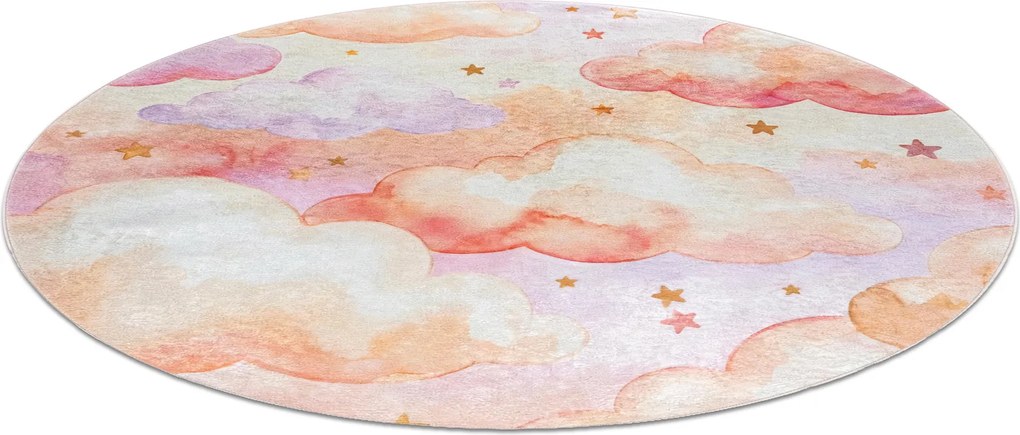 BAMBINO 61510 cerc covor lavabil Nori, stele, pentru copii anti-alunecare - cremă / roz