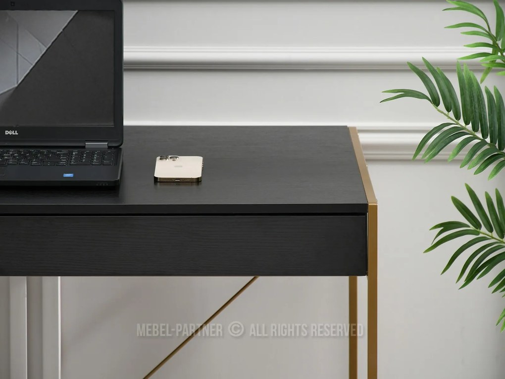 Masă PC Unica (lemn negru + auriu). 1109852