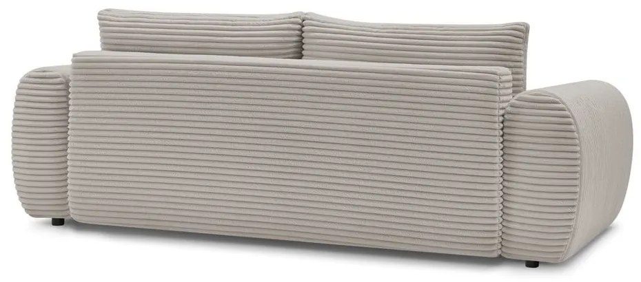 Canapea gri deschis/bej extensibilă cu tapițerie din catifea reiată 257 cm Lucien – Bobochic Paris