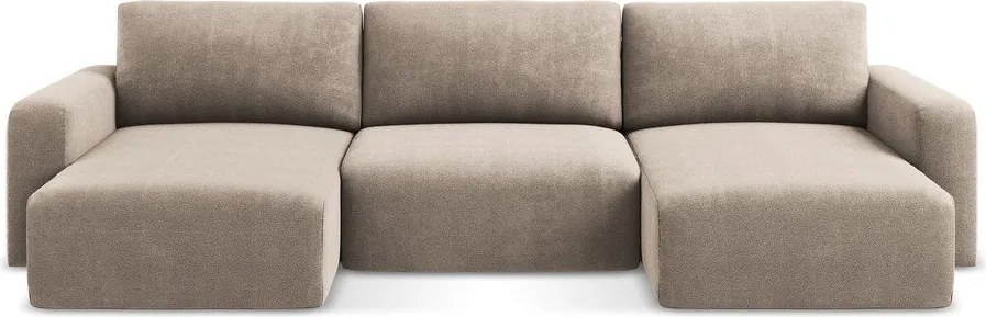 Colțar bej extensibil/cu spațiu de depozitare cu tapițerie din chenille (în formă de "U") Kona – Makamii