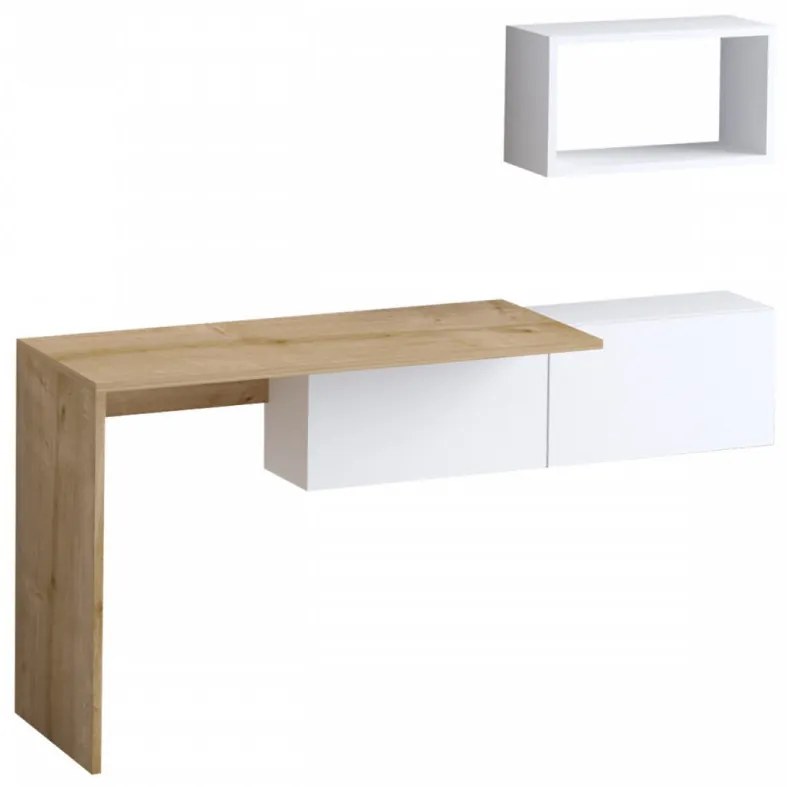 Birou de Studiu Tiff, Alb / Stejar