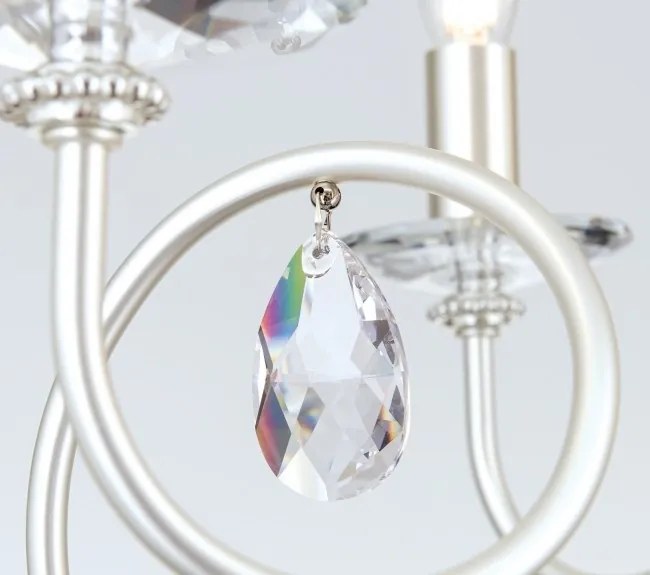 Candelabru 6 brate stil clasic cu cristale Swarovski Giada argintiu mat