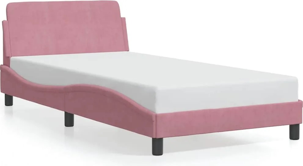 vidaXL Cadru de pat cu tăblie, Dover, roz, 100x200 cm, catifea