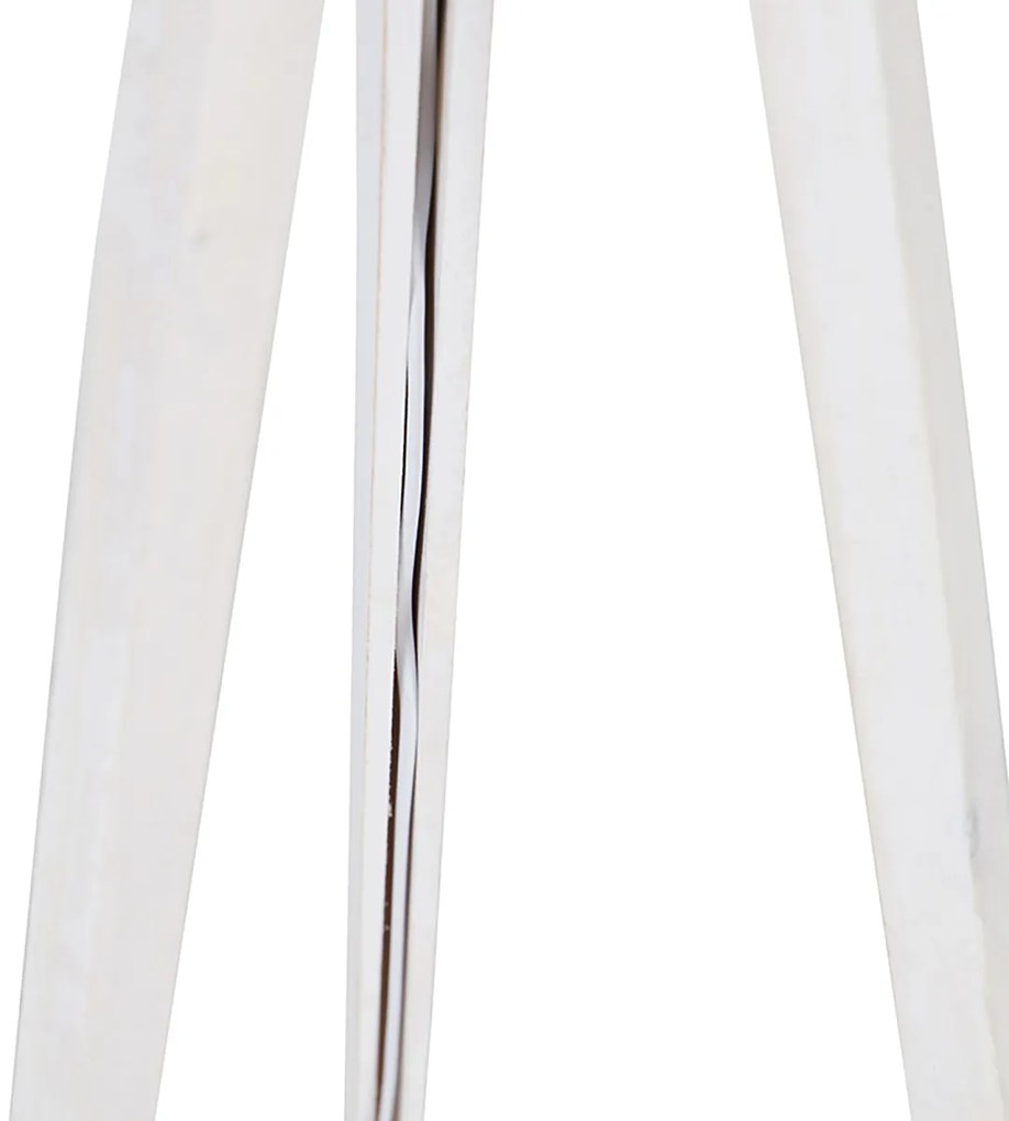 Lampă de podea trepied albă cu abajur din material textil maro deschis 50 cm - Tripod Classic