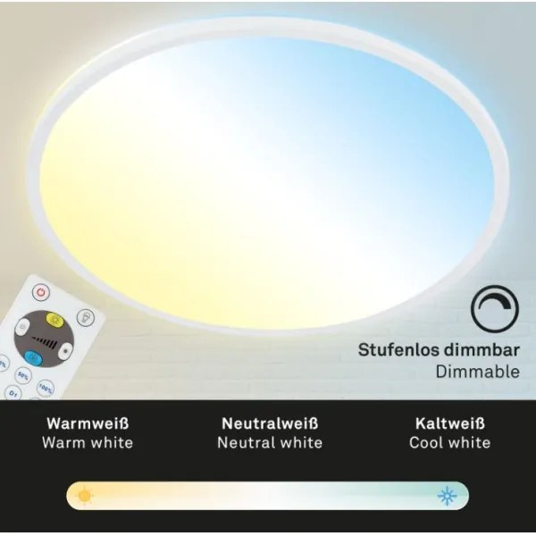 Plafonieră LED dimabilă SLIM LED/18W/230V 2700-6500K Briloner 7079-016 + telecomandă