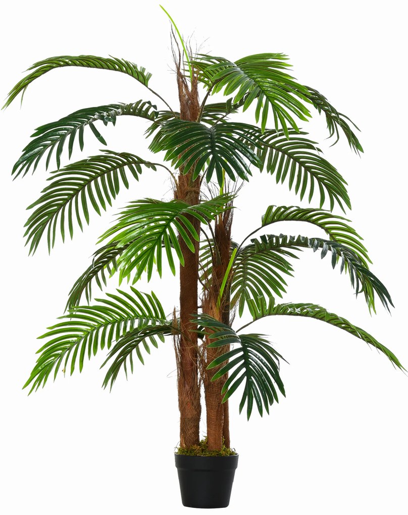 Outsunny Palmier Artificial Inaltime 1,2 m Copac Artificial Trunchi Ramuri Lichen Frunze Realiste Ghiveci Inclus | Aosom Romania
