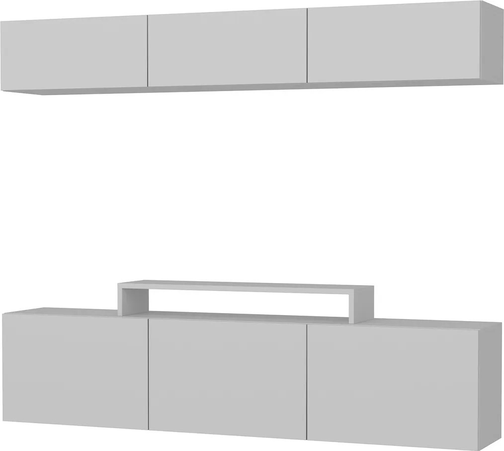 Comoda TV cu raft Line, Decorotika, 180x37.4x40 cm, alb